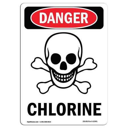 SIGNMISSION Safety Sign, OSHA Danger, 5" Height, Chlorine, Portrait, 10PK OS-DS-D-35-V-1065-10PK